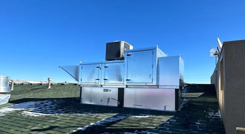 hvac unit on a roof of a commercial building